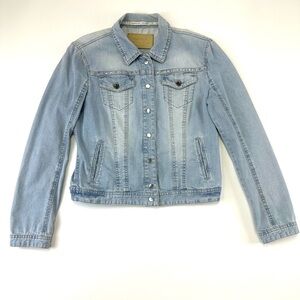 Marc Cain Rivet Denim Jacket Womens Size 6 Light Wash Designer Jean Chic Casual